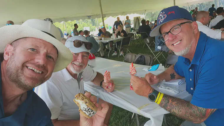 Dr. Richard Hurley and Joe Gulotti and I enjoy ice cream after lunch at the Rutgers Turfgrass Field Day.