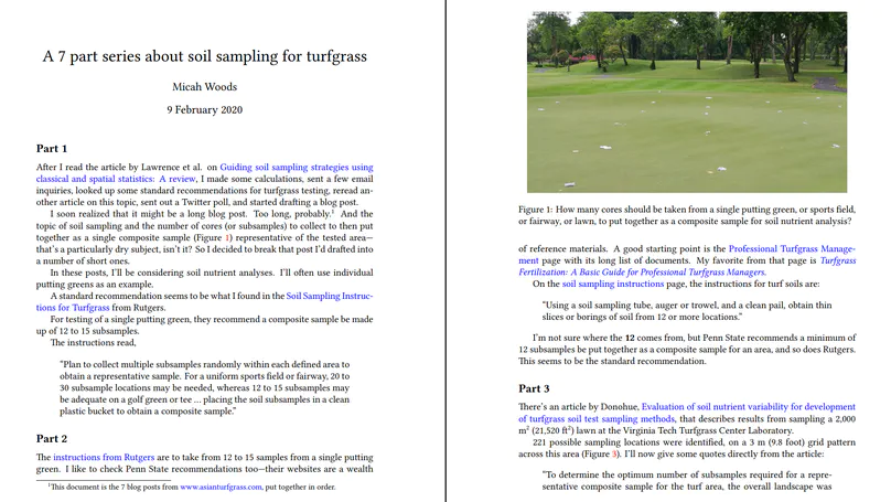 Composite soil sampling for turfgrass
